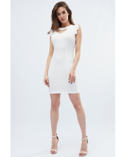 Белое платье-футляр с рукавами-крылышками 32676, Цвет: Молочний, Размер: M, изображение 2