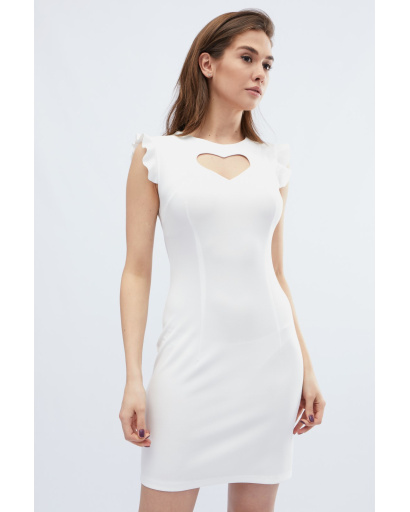 Белое платье-футляр с рукавами-крылышками 32676, Цвет: Молочний, Размер: M, изображение 3