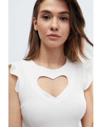 Белое платье-футляр с рукавами-крылышками 32676, Цвет: Молочний, Размер: M, изображение 4