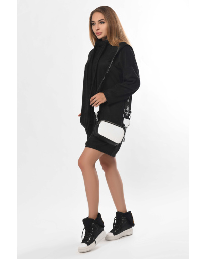 Вільна замшева сукня з капюшоном та кишенями 36251, Колір: Графіт, Розмір: XS, зображення 2