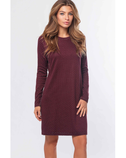Бордовое мини платье в горошек 34724, Цвет: Бордовый, Размер: XS, изображение 2