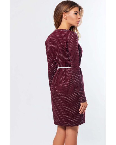 Бордовое мини платье в горошек 34724, Цвет: Бордовый, Размер: XS, изображение 4