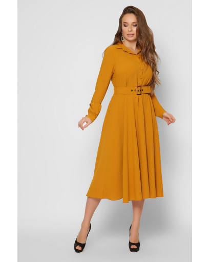 Романтическое длинное платье с расклешенной юбкой 36719, Цвет: Горчица, Размер: XS, изображение 3