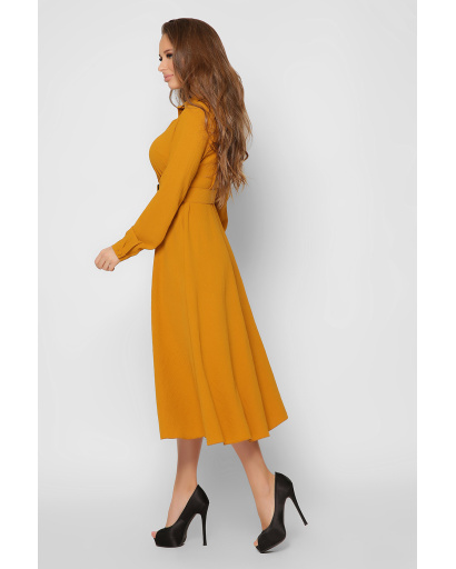 Романтическое длинное платье с расклешенной юбкой 36719, Цвет: Горчица, Размер: XS, изображение 4