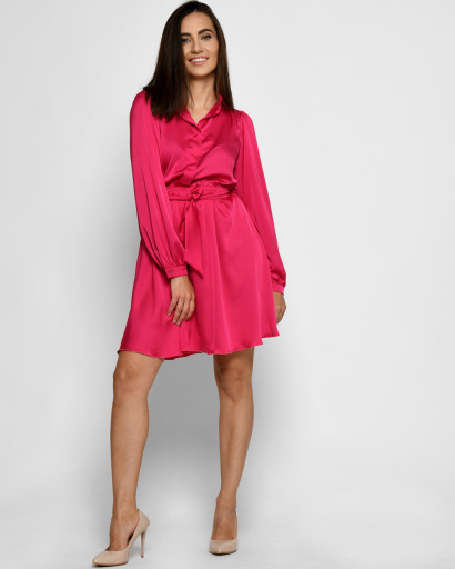 Шовкова сукня на ґудзиках 52055, Колір: Малина, Розмір: S, зображення 2