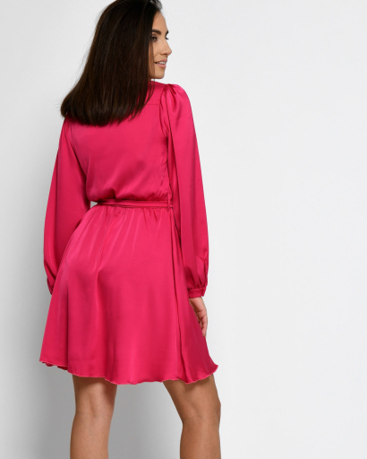 Шовкова сукня на ґудзиках 52055, Колір: Малина, Розмір: S, зображення 3