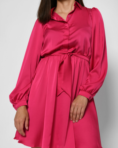 Шовкова сукня на ґудзиках 52055, Колір: Малина, Розмір: S, зображення 4