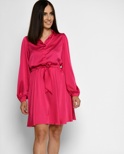 Шовкова сукня на ґудзиках 52055, Колір: Малина, Розмір: S, зображення 7