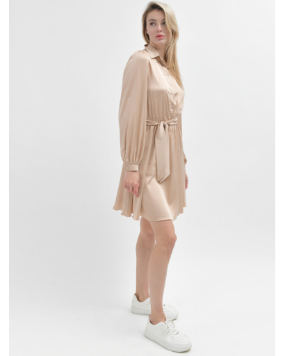 Шовкова сукня на ґудзиках 52057, Колір: Бежевий, Розмір: L, зображення 5