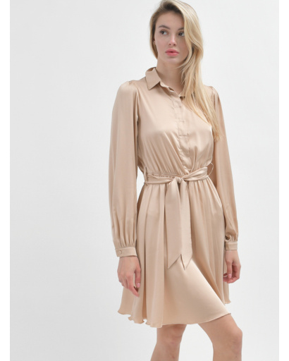 Шовкова сукня на ґудзиках 52057, Колір: Бежевий, Розмір: L, зображення 6