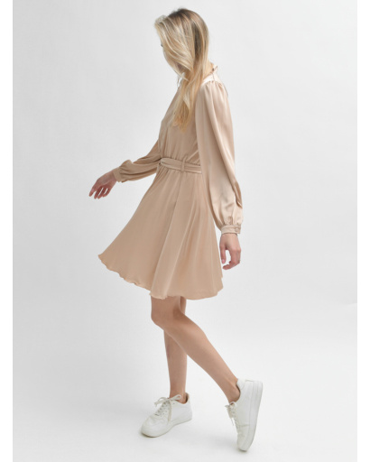 Шовкова сукня на ґудзиках 52057, Колір: Бежевий, Розмір: L, зображення 7