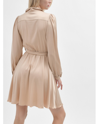 Шовкова сукня на ґудзиках 52057, Колір: Бежевий, Розмір: L, зображення 8