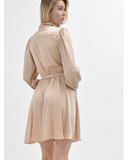 Шовкова сукня на ґудзиках 52057, Колір: Бежевий, Розмір: L, зображення 9