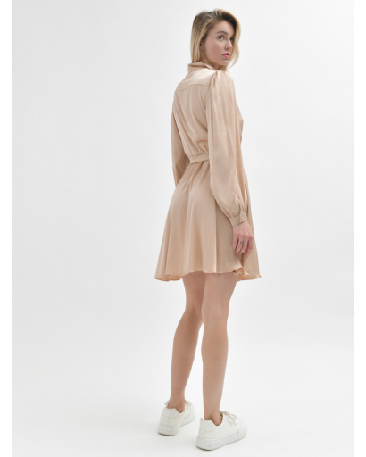 Шовкова сукня на ґудзиках 52057, Колір: Бежевий, Розмір: L, зображення 10