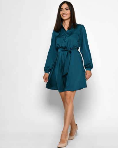 Шовкова сукня на ґудзиках 52058, Колір: Морська хвиля, Розмір: XS, зображення 4