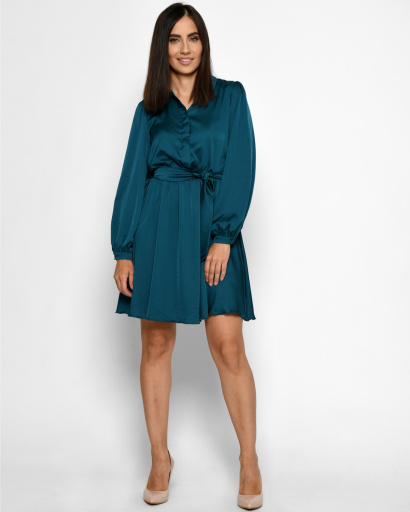 Шовкова сукня на ґудзиках 52058, Колір: Морська хвиля, Розмір: XS, зображення 6