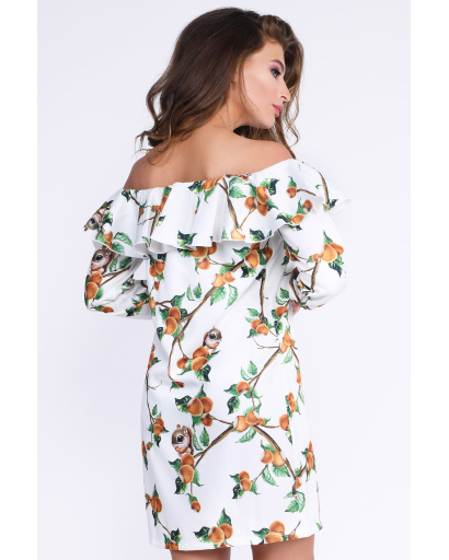 Вільна сукня з відкритими плечима і чарівним малюнком 33144, Колір: Білий, Розмір: XS, зображення 2