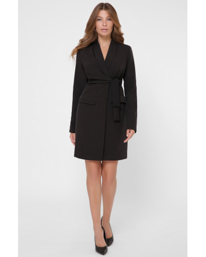 Чорна сукня-піджак на запАх із кишенями 36111, Колір: Чорний, Розмір: L, зображення 2