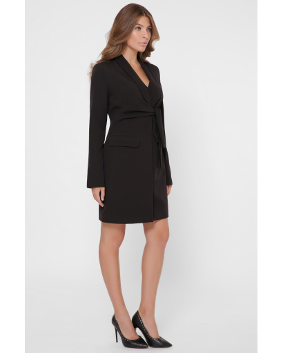 Чорна сукня-піджак на запАх із кишенями 36111, Колір: Чорний, Розмір: L, зображення 3