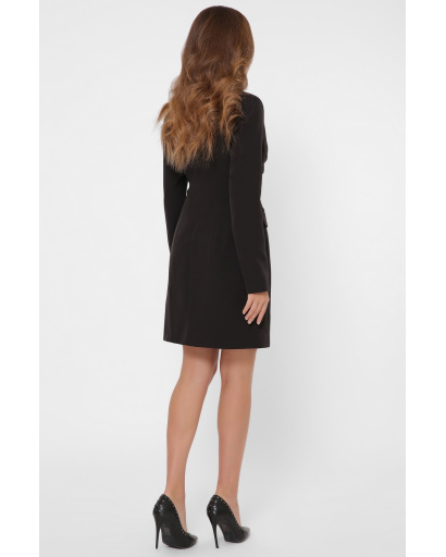 Чорна сукня-піджак на запАх із кишенями 36111, Колір: Чорний, Розмір: L, зображення 4