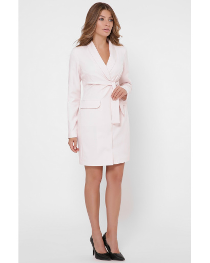 Сукня-піджак на запАх із кишенями 36112, Колір: Пудровий, Розмір: S, зображення 3