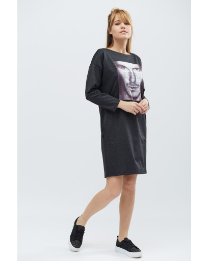 Сукня оверсайз із принтом Девід Бекхем 32329, Колір: Чорний, Розмір: XS, зображення 2