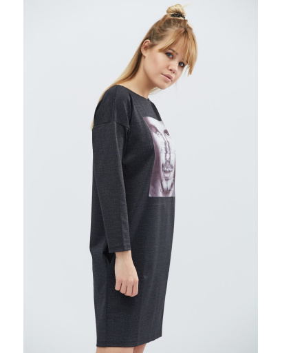 Сукня оверсайз із принтом Девід Бекхем 32329, Колір: Чорний, Розмір: XS, зображення 4