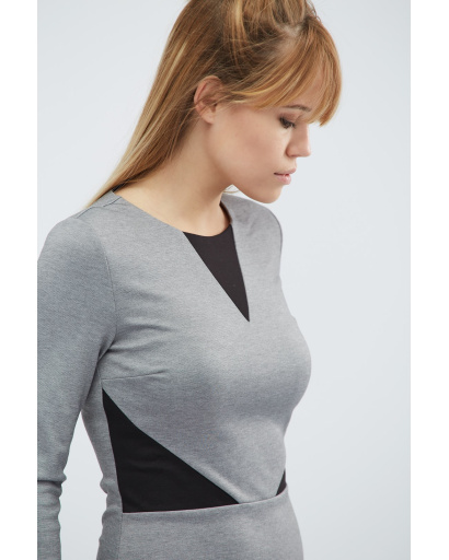 Трикотажное платье футляр 32335, Цвет: Серый, Размер: XS, изображение 3