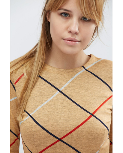 Сукня бебі-дол з малюнком у клітинку 32336, Колір: Бежевий, Розмір: XS, зображення 3