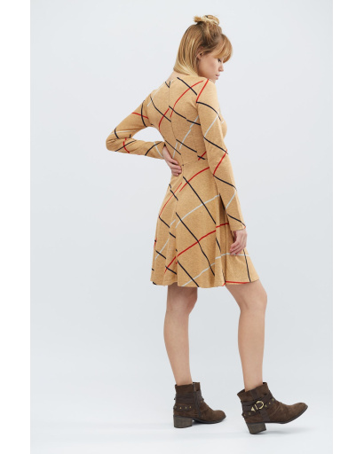 Сукня бебі-дол з малюнком у клітинку 32336, Колір: Бежевий, Розмір: XS, зображення 4