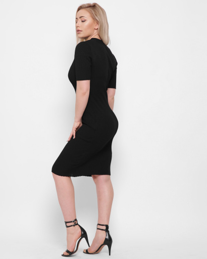 Черное трикотажное платье с коротким рукавом 43059, Цвет: Черный, Размер: ONE SIZE, изображение 3