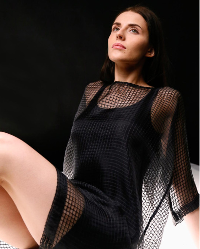 Черное платье из сетки 32602, Цвет: Черный, Размер: XS, изображение 5