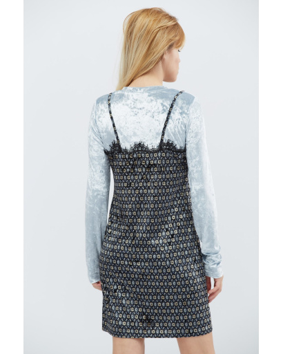 Комбінована сукня з візерунком кольору тіффані 28791, Колір: Блакитний, Розмір: S, зображення 4