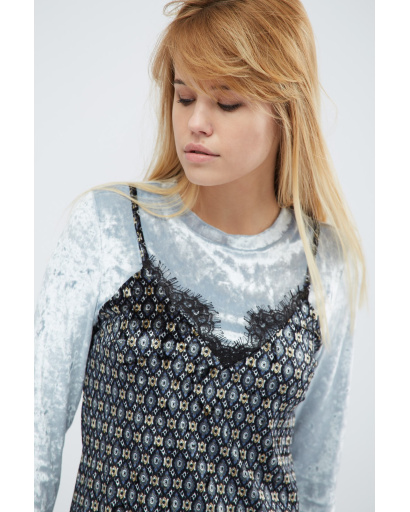 Комбінована сукня з візерунком кольору тіффані 28791, Колір: Блакитний, Розмір: S, зображення 3