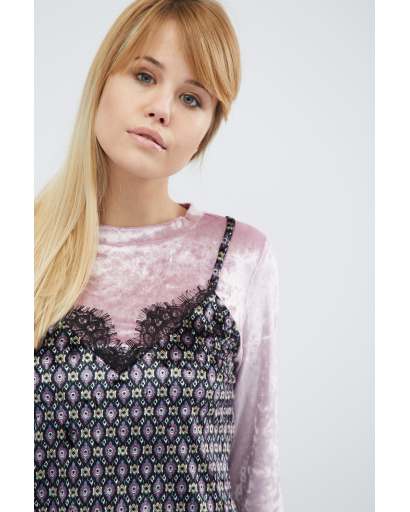 Комбінована сукня з візерунком кольору рожевий 28792, Колір: Рожевий, Розмір: XS, зображення 4