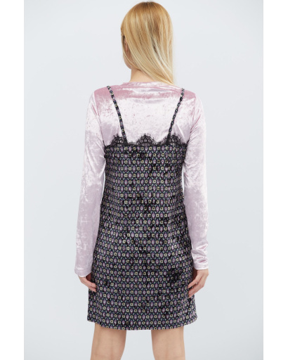 Комбінована сукня з візерунком кольору рожевий 28792, Колір: Рожевий, Розмір: XS, зображення 3