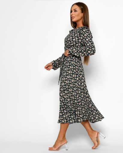 Элегантное летнее платье в цветочек 51781, Цвет: Синий, Размер: XS, изображение 3