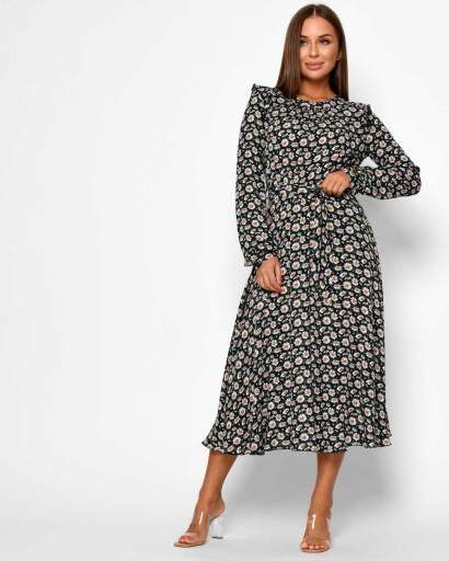 Элегантное летнее платье в цветочек 51781, Цвет: Синий, Размер: XS, изображение 4