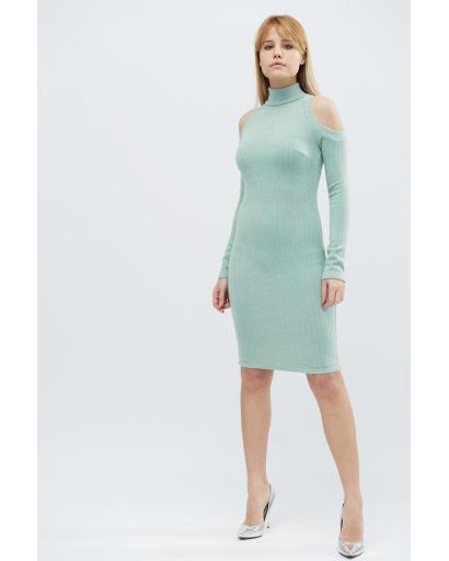 Демісезонна сукня з коміром і розрізами на плечах 32316, Колір: М'ята, Розмір: S, зображення 2