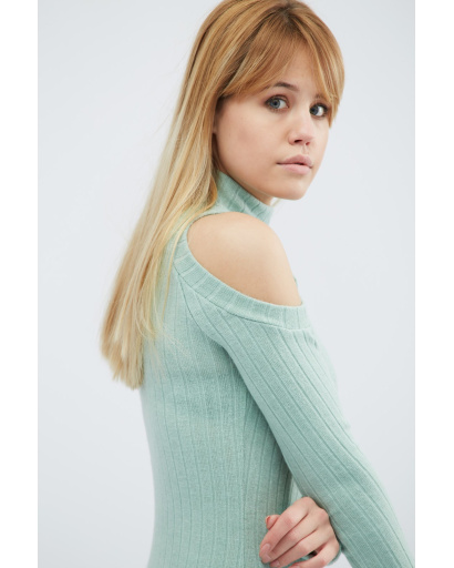 Демісезонна сукня з коміром і розрізами на плечах 32316, Колір: М'ята, Розмір: S, зображення 5