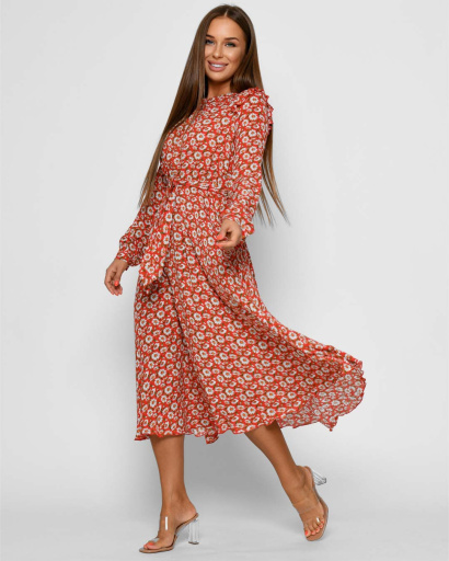 Елегантна літня сукня в квіточку 51785, Колір: Червоний, Розмір: XS, зображення 2