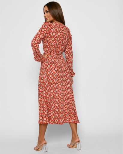 Елегантна літня сукня в квіточку 51785, Колір: Червоний, Розмір: XS, зображення 4