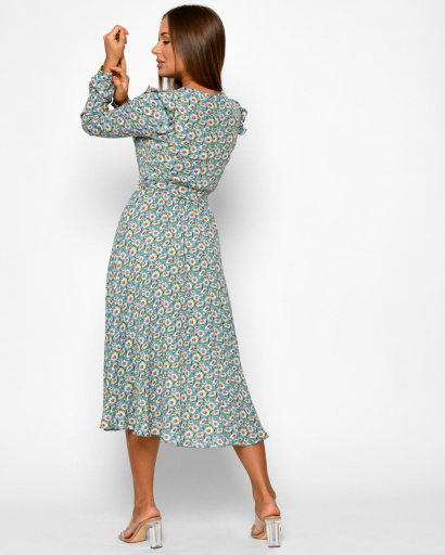 Елегантна літня сукня в квіточку 51786, Колір: Блакитний, Розмір: XS, зображення 4