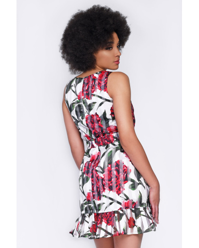 Літня сукня з квітами і оборкою 35309, Колір: Мультиколор, Розмір: XS, зображення 2