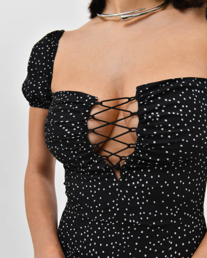 Чорна сукня максі з відкритими плечима 55980, Колір: Чорний, Розмір: S, зображення 5