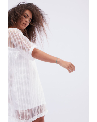 Белое платье из сетки 32629, Цвет: Белый, Размер: L, изображение 3