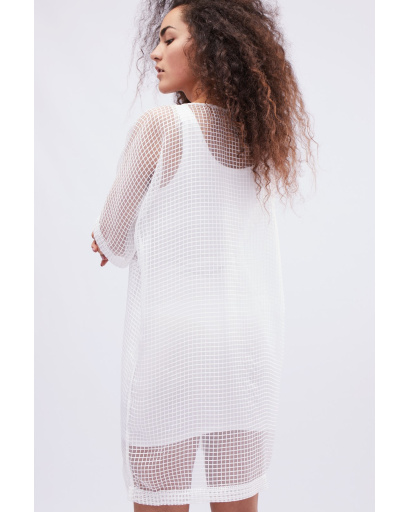 Белое платье из сетки 32629, Цвет: Белый, Размер: L, изображение 6