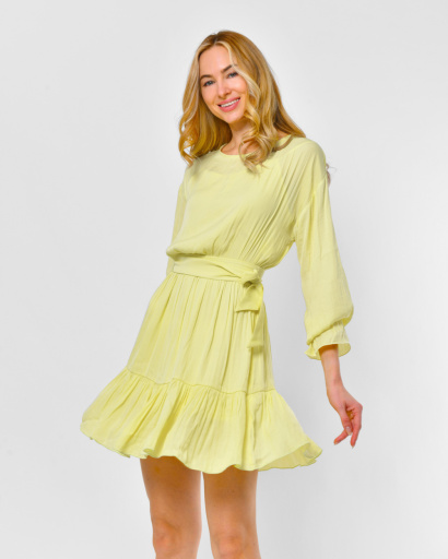 Жовта сукня з легкого шовку 52222, Колір: Жовтий, Розмір: S, зображення 7