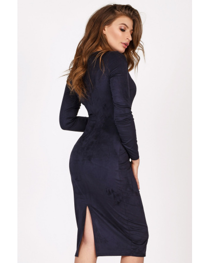 Замшева міді-сукня облягаючого крою колір синій 34994, Колір: Синій, Розмір: M, зображення 3