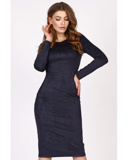 Замшева міді-сукня облягаючого крою колір синій 34994, Колір: Синій, Розмір: M, зображення 2